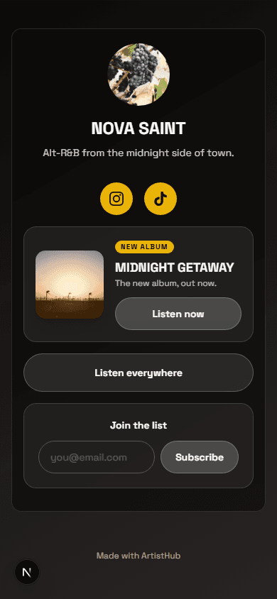 Nova Saint on Stagelist